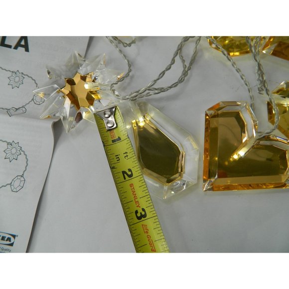 Ikea Lights String Amber Gold 10ft Hearts, Diamonds, Snowflakes, Circles Lucite - Picture 12 of 16